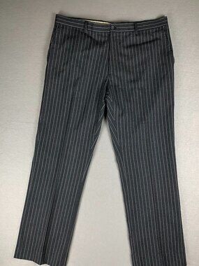 Ralph Lauren Purple Label Gray Pinstripe Wool Cashmere Dress Pants Size 36 Italy